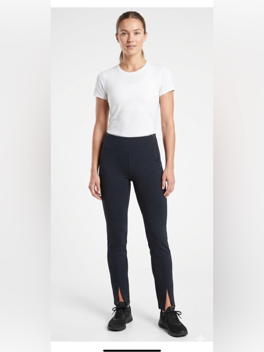 Athleta Interstellar Tight Black Split Hem Women’s Size 6